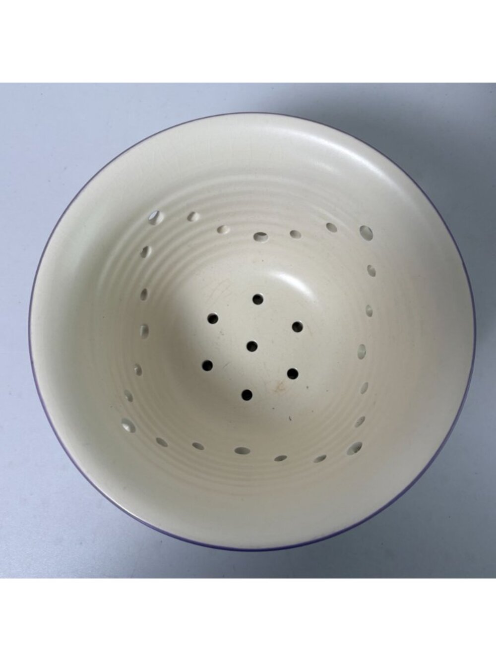 Strawberry Blueberry Fruit Flower Ceramic Colander with Tray Cottage Farmhouse - Picture 3 of 9